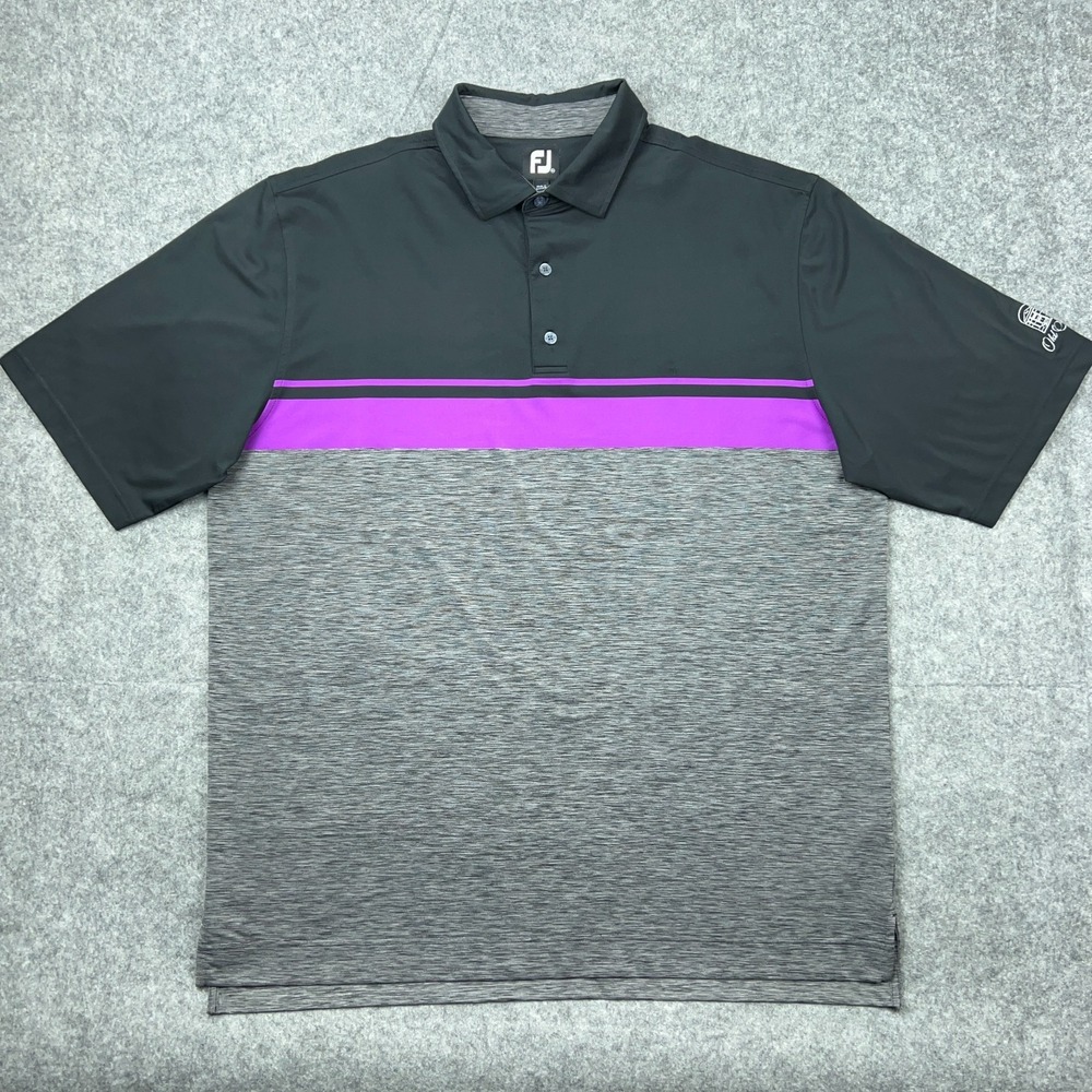 Footjoy Polo Shirt Men 2XL Black Gray Purple Old South Performance Golf Stretch - Picture 2 of 13
